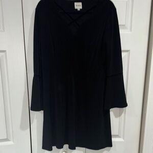 Beyond ashley graham flare fell sleeve Black Dress